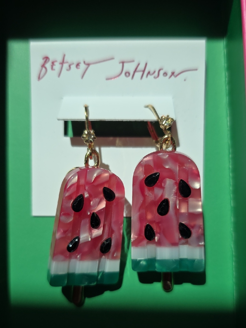 🆕️🍉Betsey Johnson Pink & Green Watermelon🍉 Popsicle Drop Earrings